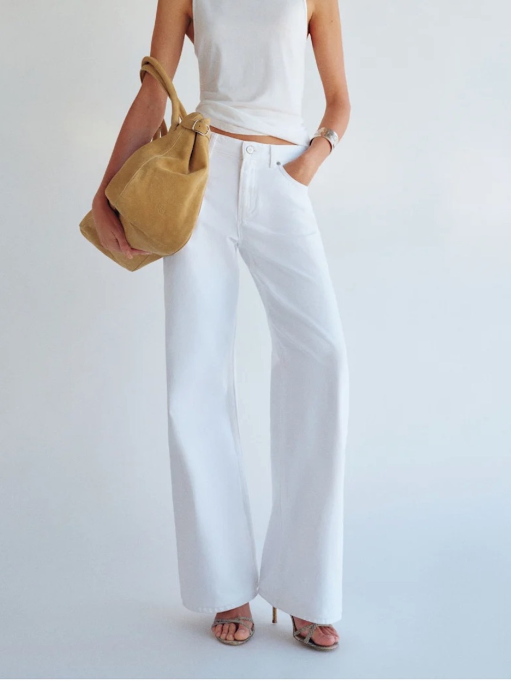 Reformation Cary Low Rise Slouchy Wide Leg Jeans in White